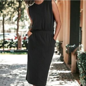 Garnet Hill Black Midi Dress Size L